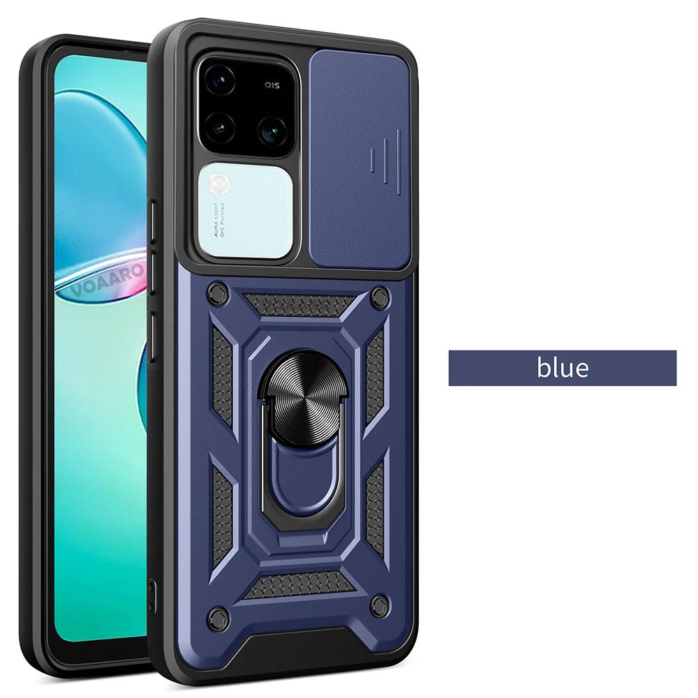 Slide Lens Funda for Vivo V30 Pro 5G Case for Vivo V30 Lite X100 Pro V25 5G Y28 V25e Global Case Magnetic Ring Stand Armor Cover