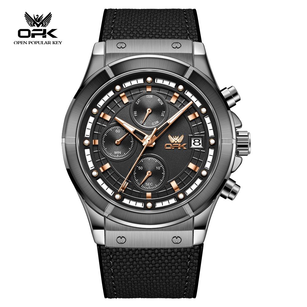 OPK Brand Watch Fashion Trend Large Dial Multifunctional Luminous Waterproof Quartz Men's Watch 8193
