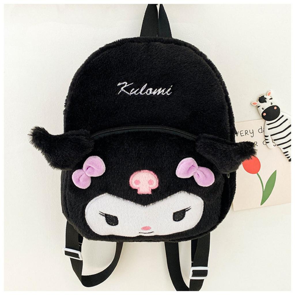 Cartoon Lovely Hello Kitty Plush Backpack Cinnamoroll Kuromi Girl Heart Large Capacity My Melody Shoulders Bag Christmas