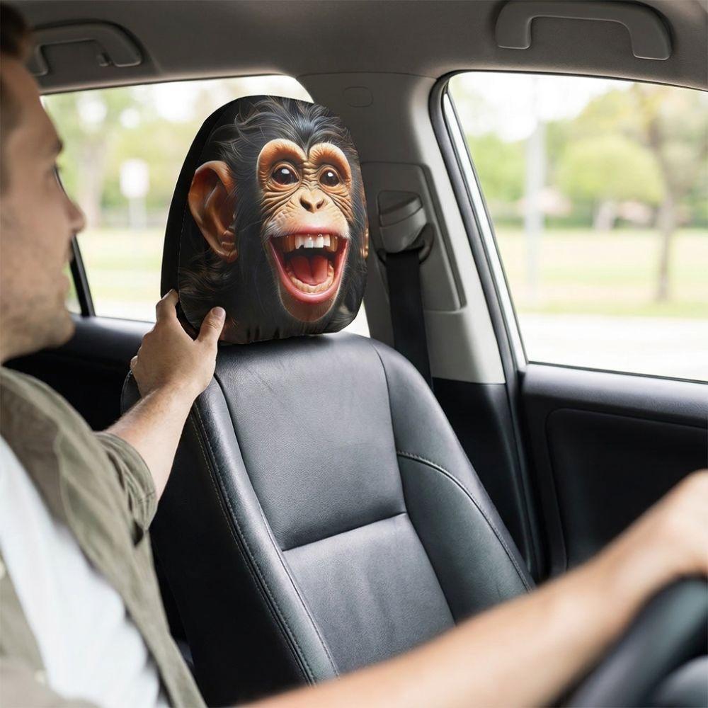 2Pcs Funny Car Seat Headrest Protectors Elastic Automobile Pillowcase Halloween