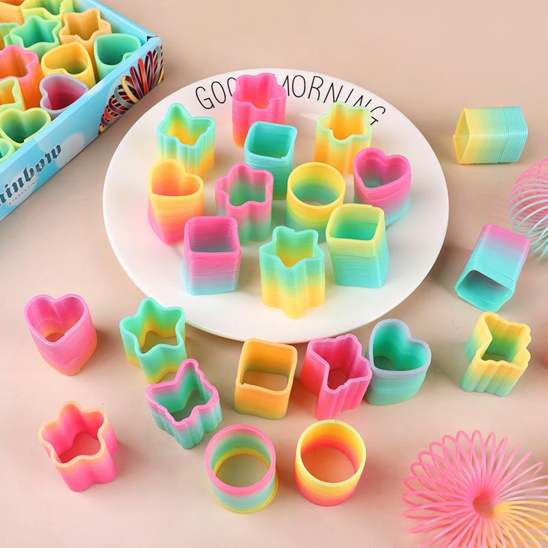 12/24Pcs Rainbow Magic Spring Bounce Toys Kids Birthday Party Favors Goodie Pinata Fillers Fidget Toy Creative Christmas Gifts