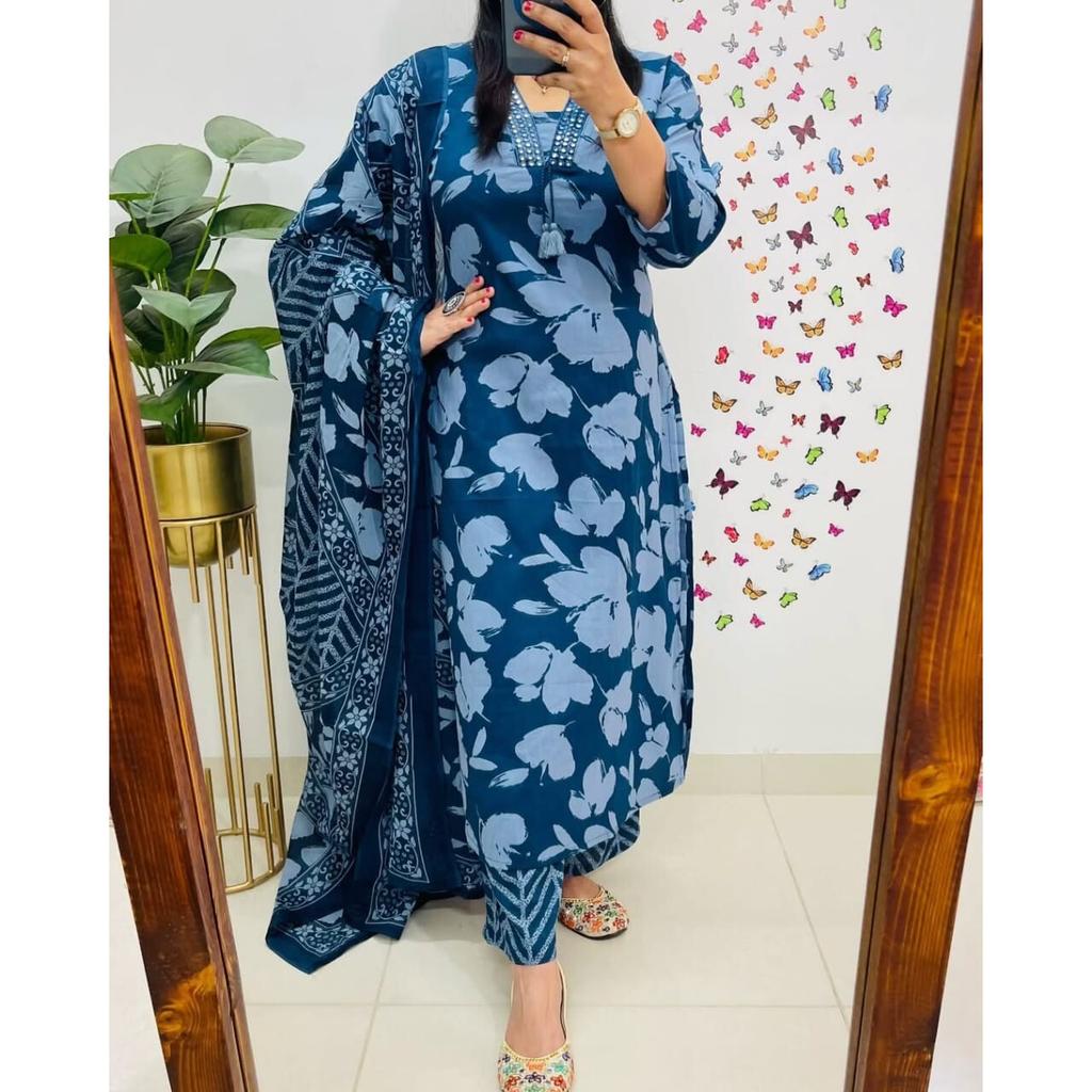 Женский дизайнерский топ-туника-курти, брюки, дупатта, комплект, одежда для болливудской вечеринки, костюм сальвар VF-20264a