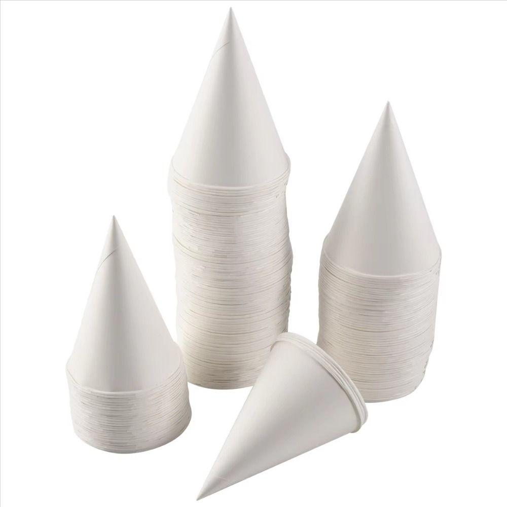 250Pcs Leakproof White Paper Cone Cups Coated Cone Party Tableware Disposable Paper Cups  Slush