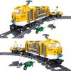 431pcs Yellow Track Train Model Small Interlocking Technology Building Blocks Children Educational Toys Christmas Birthday Gift