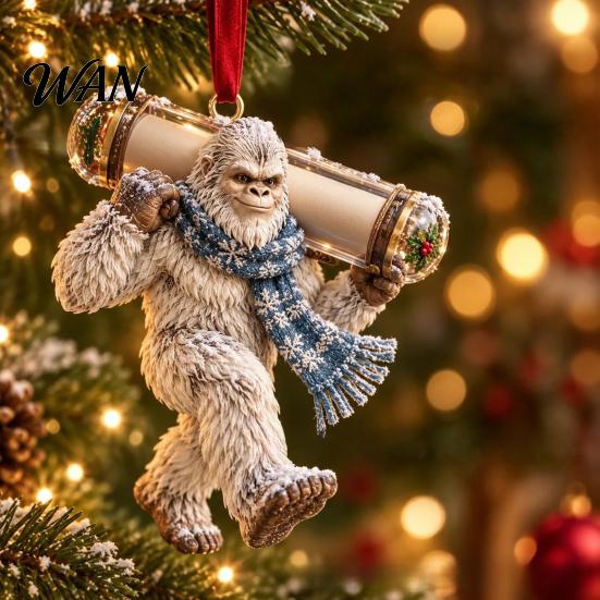 Christmas Money Hanging Decor Big Foot Holder for Cash, 2D Acrylic Sasquatch Cash Gift Personalized Idea Ornament, Clear Xmas Tree Decoration Holiday