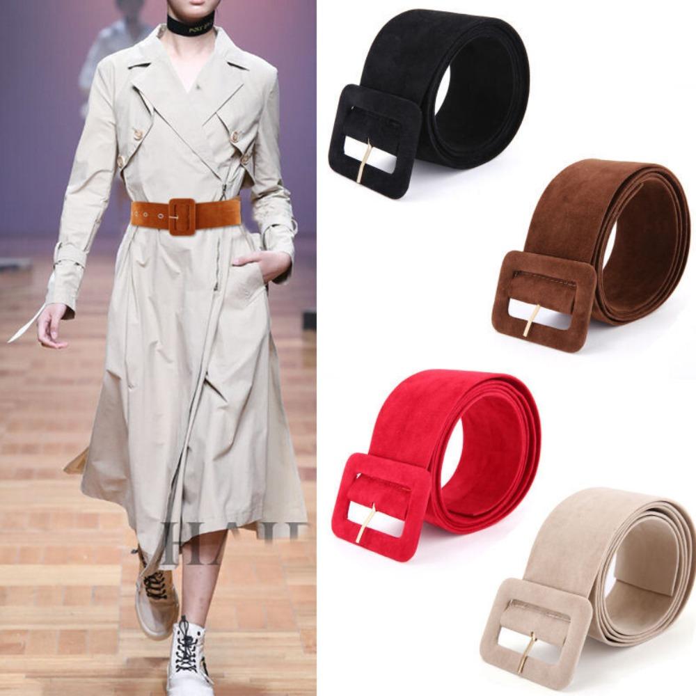 Модный Повседневный Ретро Бархатный Пояс Женский Ремешок для Платья Поясная Лента Квадратная Пряжка-Штырь Пояс