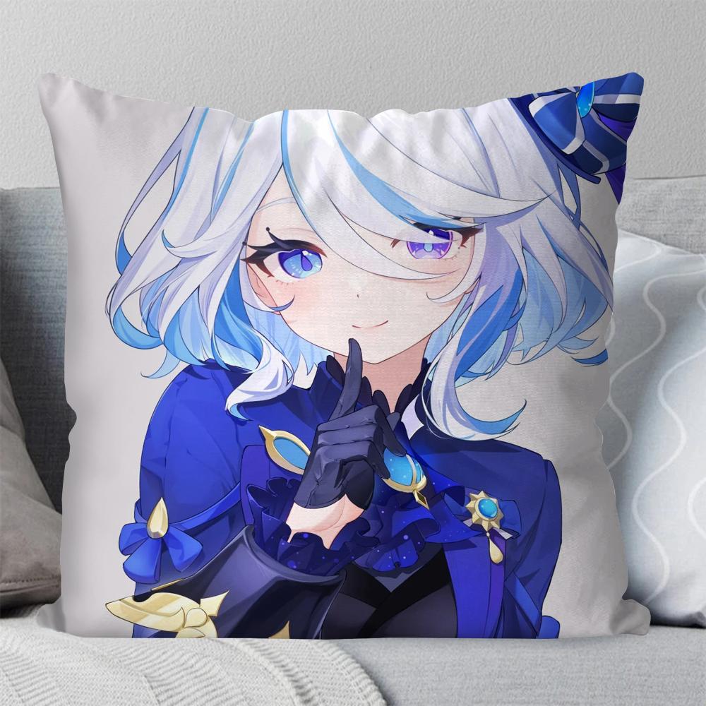 Фуррина Анимация Игра G-Genshin I-Impact Наволочка Квадратная Подушка Спальня Диван Досуг Комфорт Гостиная Домашнее Украшение 40X40