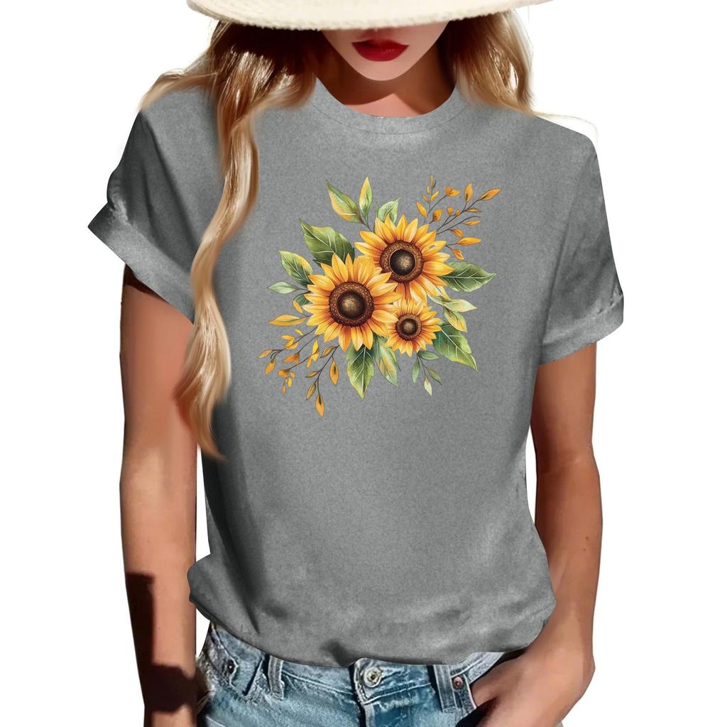 Женская модная футболка с круглым вырезом, повседневная, с ретро-принтом, с короткими рукавами