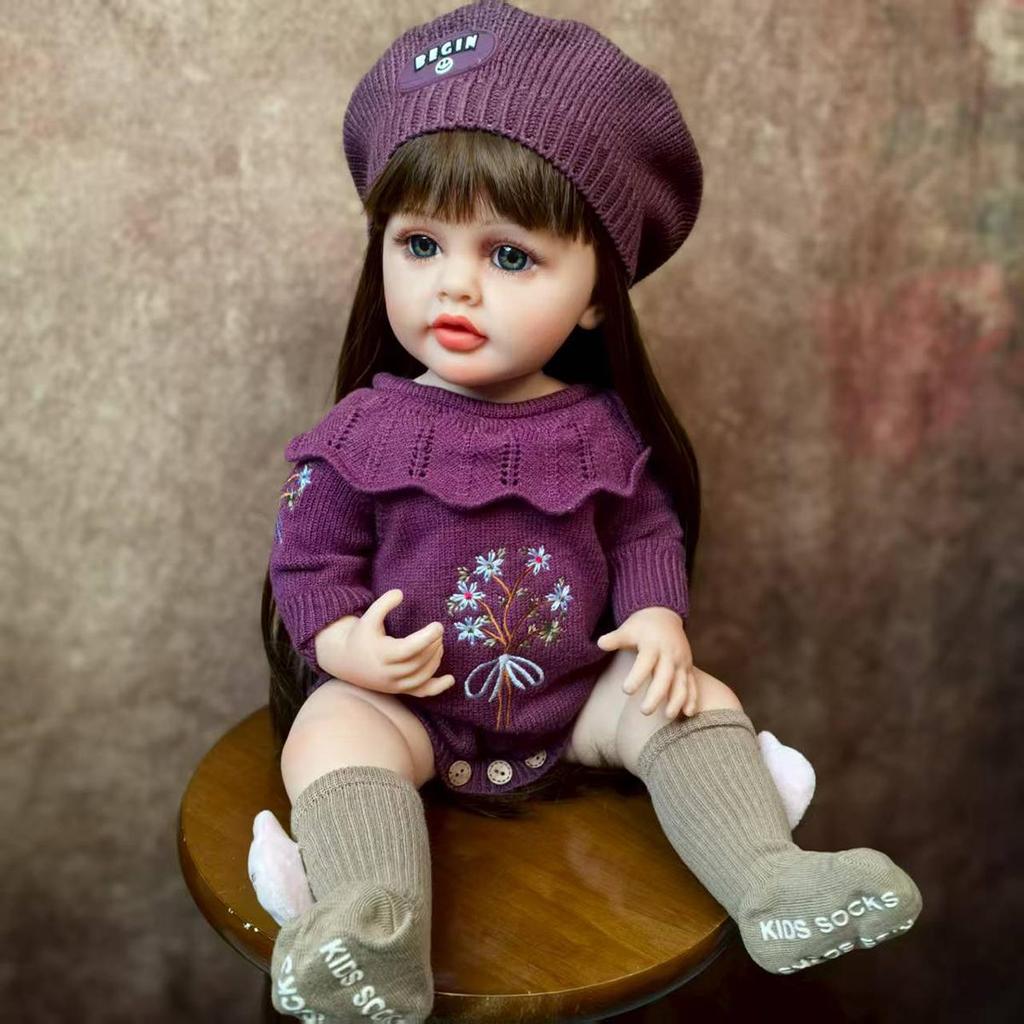 Новые куклы-реборн из цельного силикон-винила 55 см, одетые в более милую одежду, модель-игрушка для детей, рождественские и на день рождения подарки