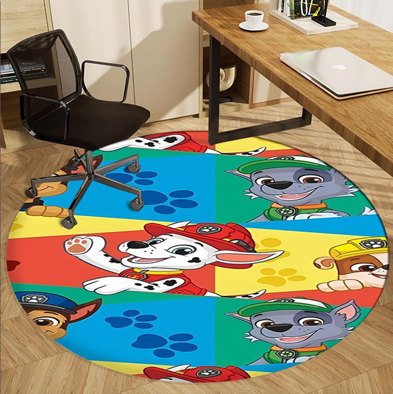 PAW Patrol Pattern Round Rug, Indoor/Outdoor Mat, for Picnic, Gameroom, Bedroom, Office, Living Room, Home Decor Carpet, Birthday Gift