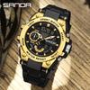 SANDA Luxury LED Dual Display Digital Quartz Watch for Men Shockproof Waterproof Sports Wristwatches Student Watch