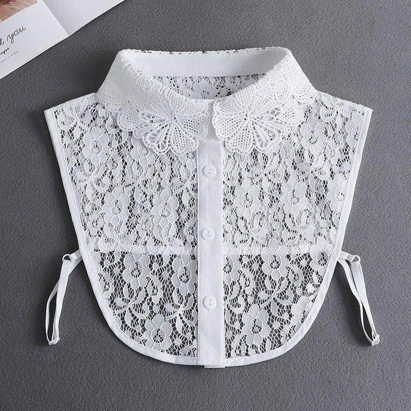 Ear Edge Pleated Fake Collar Versatile Collar Shirt Organza Decoration White Shirt For Women