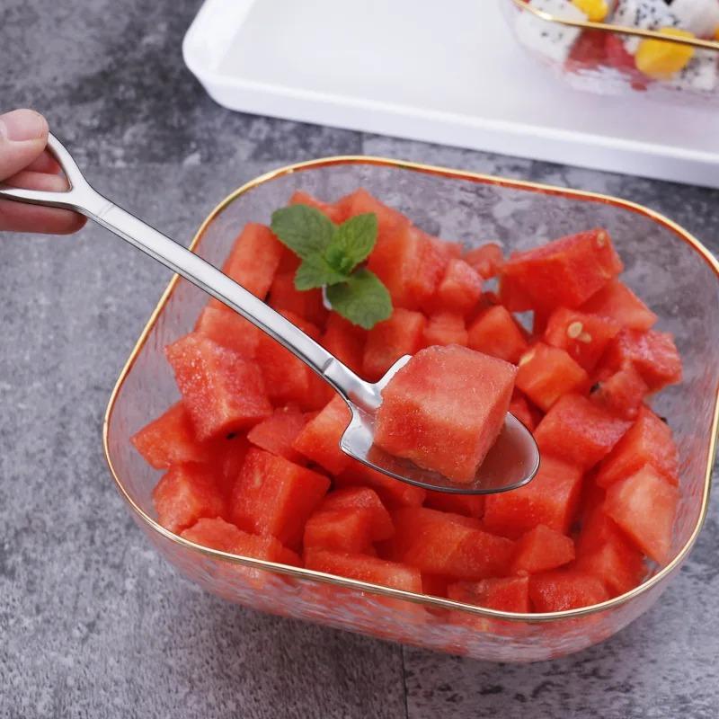 Ложки с острым концом из нержавеющей стали, ложки для арбуза, кофе, чая, ложка для мороженого, десерта, столовые приборы, набор посуды, кухонные инструменты