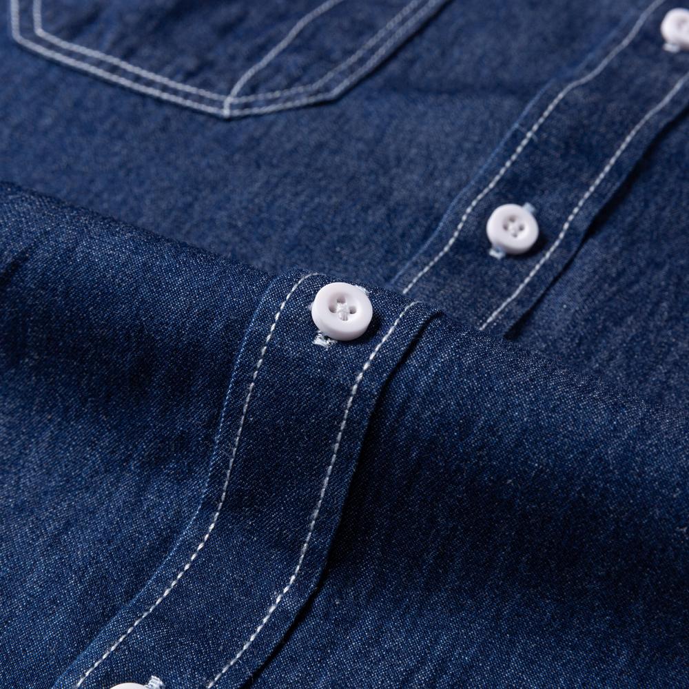 Мужская джинсовая рубашка с двумя карманами и длинными рукавами для отдыха, удобные удобные мягкие прочные джинсовые рубашки из 100% хлопка, повседневные рубашки