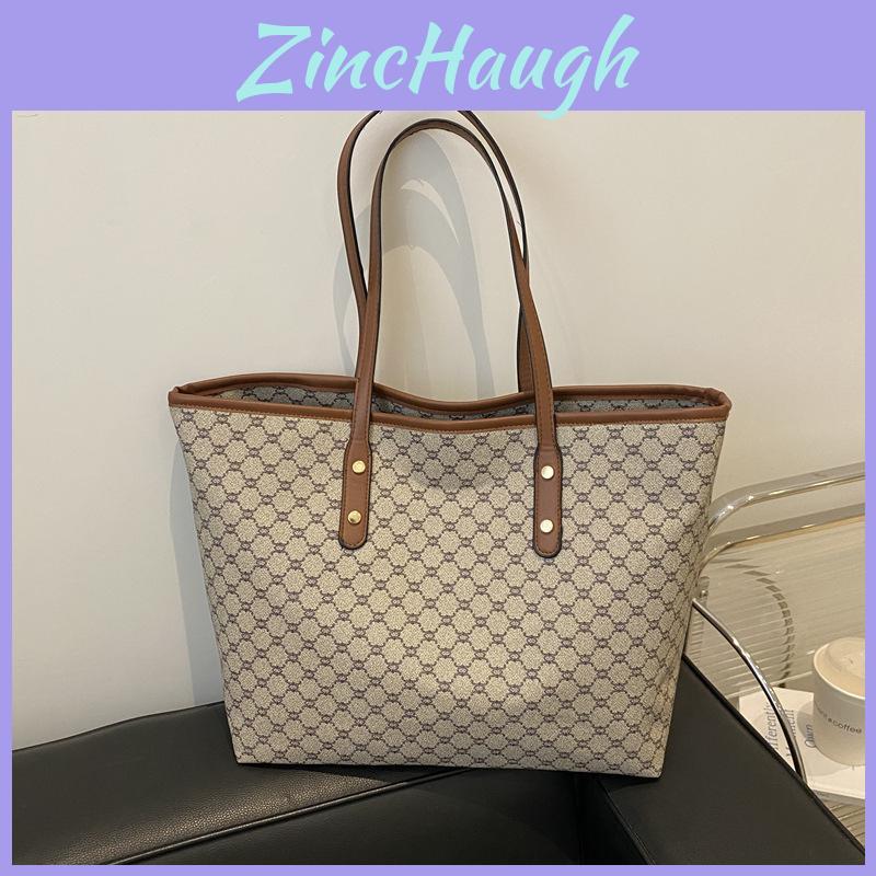 Fashionable Vintage Plaid Tote Bag For Women Stylish Large Capacity Shoulder Bag