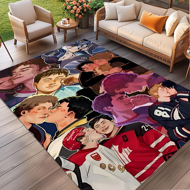 Heated Rivalry Print Rug, Washable Floor Carpet, For Entryway Dorm Laundry Room Office Study, Home Decor Birthday Christmas Gift