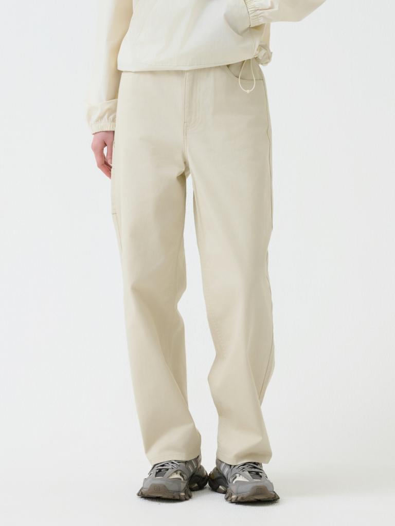 GROOVE RHYME Women'S Twill Cotton Non-Stretch Semi-Wide Pants (Lrtscnw575M)