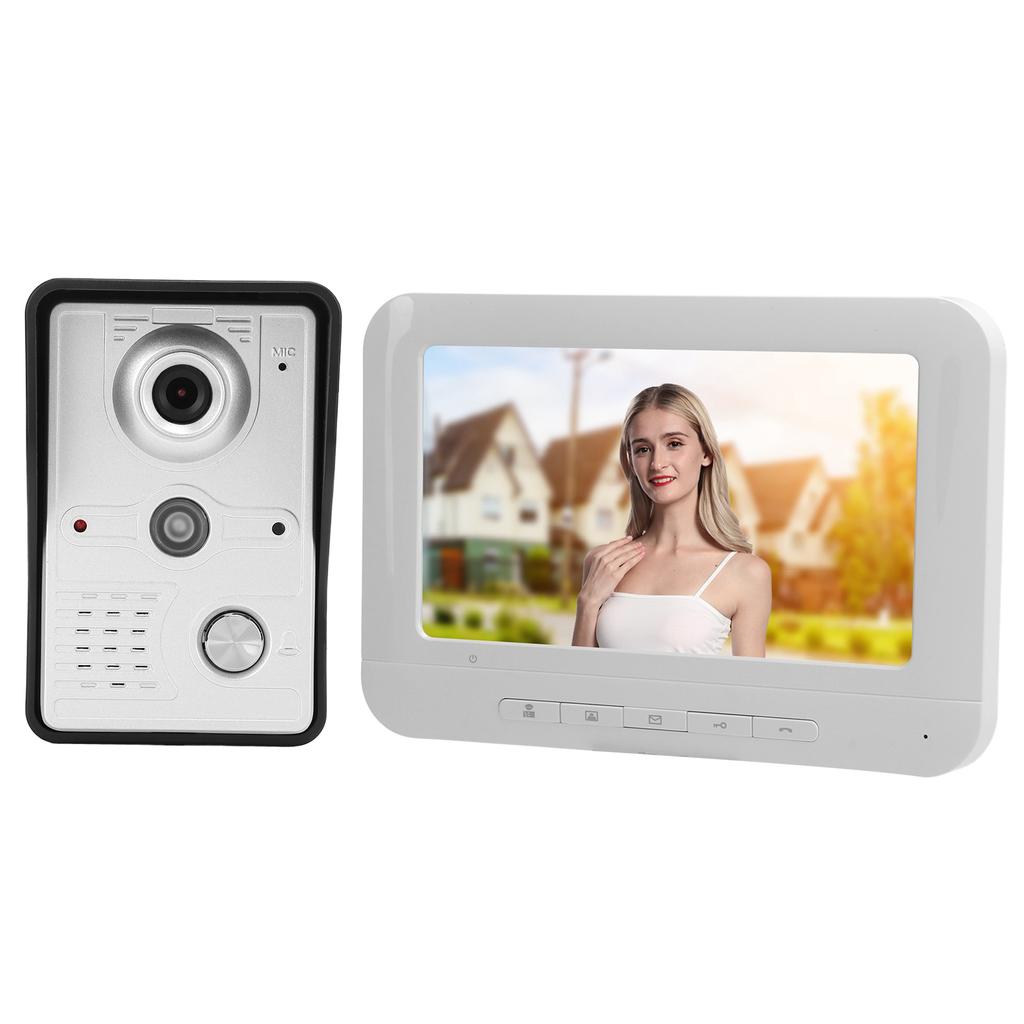7in Video Door Phone Night Vision IR CUT 2 Way Audio Remote Unlock Rainproof Doorbell for Home