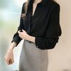 Chiffon Shirt Women's Spring and Autumn Loose Plus Size Blouse Long-sleeved Professional OL Shirt