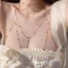 Сексуальная цепочка на талию из круглых бусин, пляжный бюстгальтер, цепочка на грудь для бикини, кисточка с цирконом, женская цепочка для тела, ювелирные аксессуары