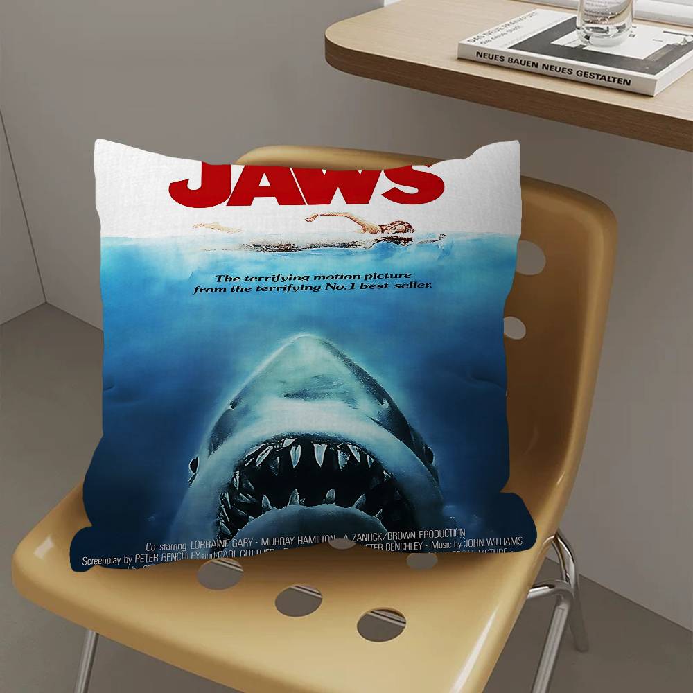 J-JAWS Movie Cushion Cover Inches Farmhouse Decor Home Throw Pillow Covers For Couch Decorations