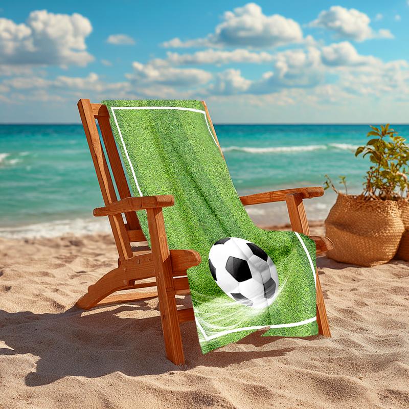 1Pc Soccer Ball Grass Field Beach Towel, Quick Dry, Multi-Use for Beach Pool Gym Yoga Home Travel, Christmas, Halloween, Xmas Gift M928104
