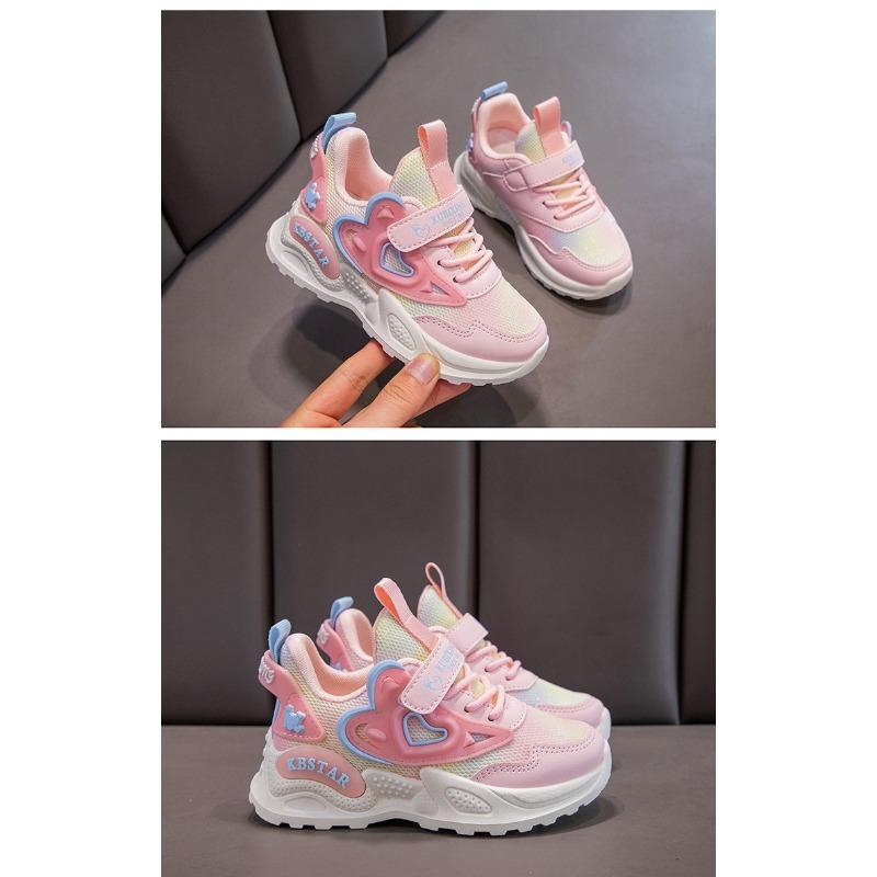 Спортивная обувь для девочек с двойной сеткой, весна и осень, новая удобная повседневная обувь для начальной школы, детская обувь, кроссовки с мягкой подошвой для детей