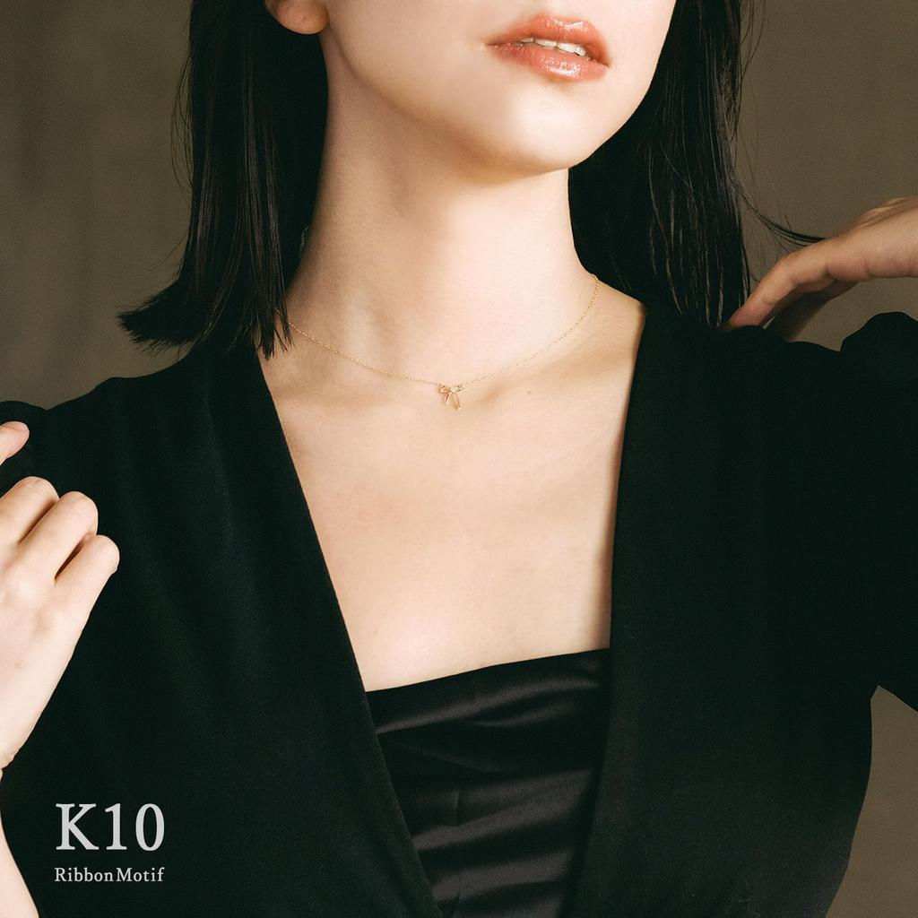 Ленточное ожерелье с бриллиантами, розовым золотом, апрельским камнем, 10-каратным золотом [Shinyo] для женщин