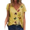 Летняя футболка женская с коротким рукавом и V-образным вырезом с принтом бабочек, повседневная уличная свободная женская футболка, размер хлопковый топ 3XL