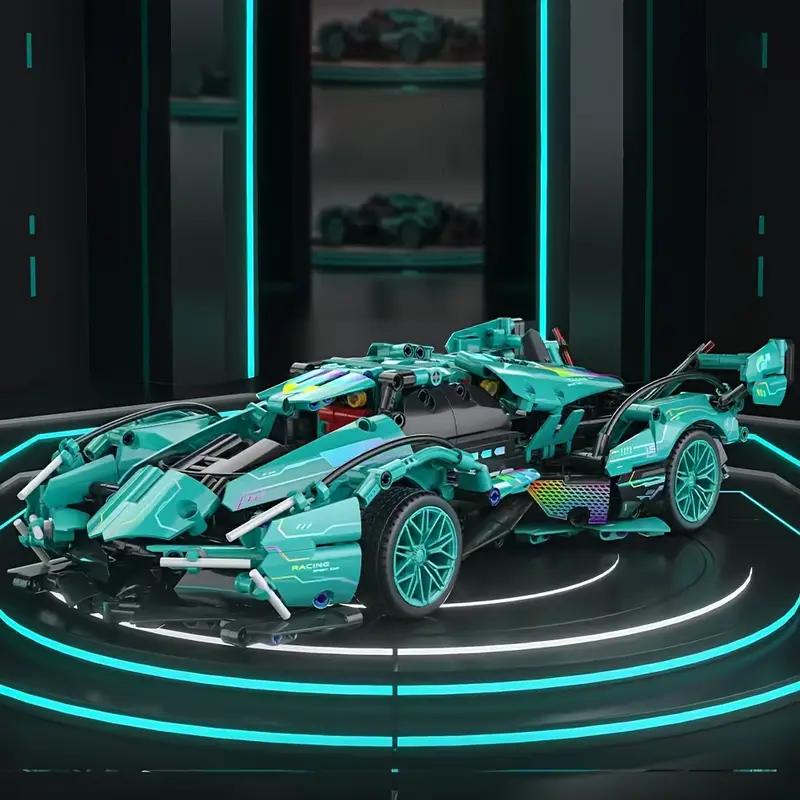 Нетоксичный набор для сборки синего автомобиля из 1269 деталей Стильная модель спортивного автомобиля Подходит для различных сцен Подарок на День святого Валентина/День рождения