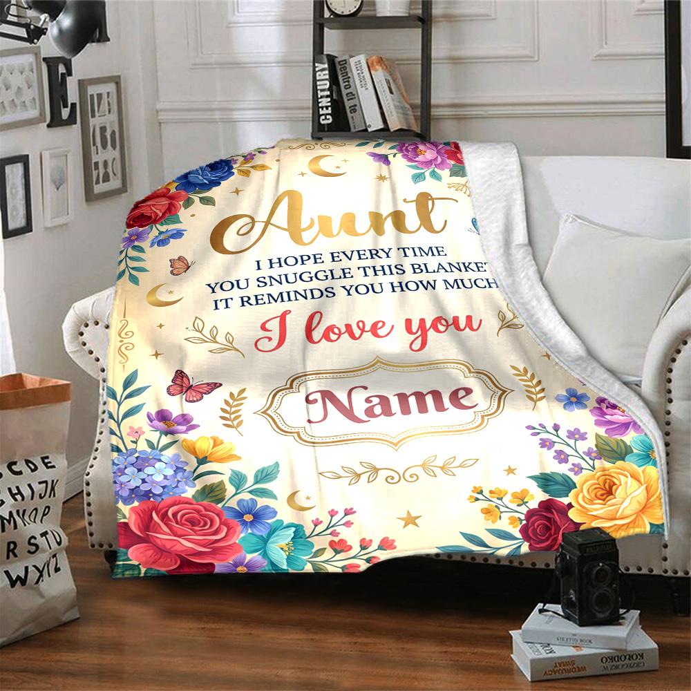 Aunt'S Love Blanket Blanket Personalized Name Soft Warm And Versatile For Sofa Bed Office And Travel Machine Washable Comfortable In All Seasons Best
