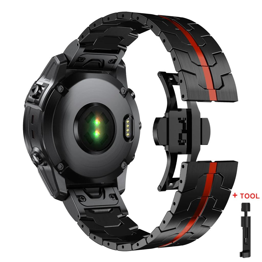 Titanium Color Strap For Garmin Fenix 5 5X 5XPlus 6 6X 6XPro 7x Stainless Steel Metal Band 26 22mm For Garmin Forerunner 945 935