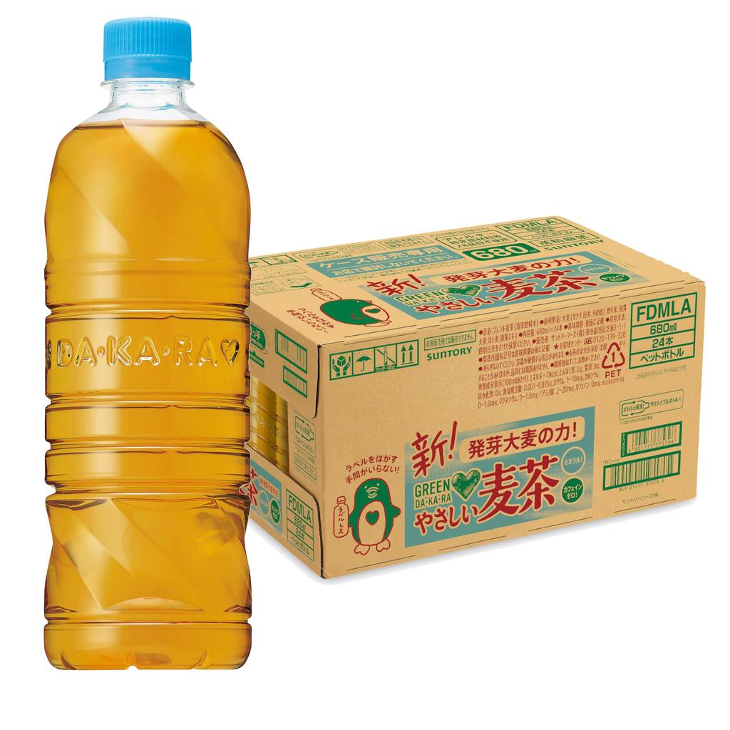 Suntory Green Dakara Easy Barley Tea Labelless Tea Barley Tea PET Bottle 680ml X 24 Bottles