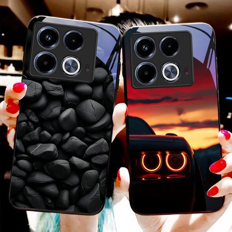 Черный Яблочный Камень Для Infinix Note 40 4G 30i 12 G96 Smart 8 Hot 9 Play 10 11S 12 20i 50 Pro Plus 5G Чехол для телефона из закаленного стекла