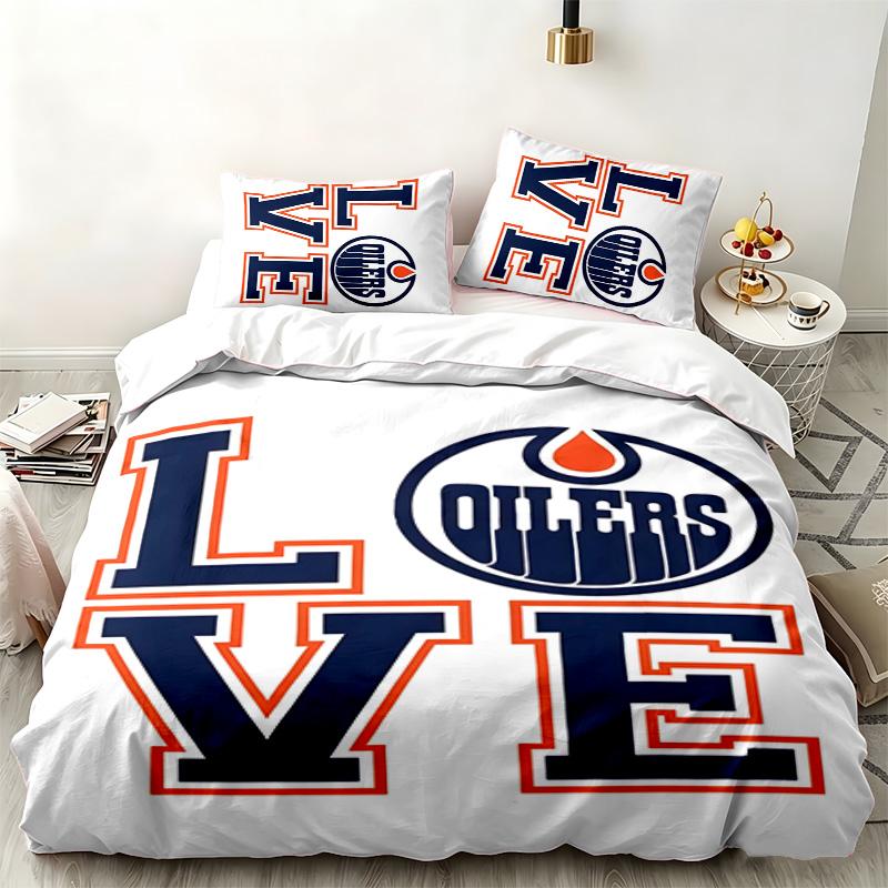 Набор Edmonton Oilers из 3 предметов Идеально подходит для спальни Удобный комплект постельного белья включает пододеяльник и две наволочки Идеальный подарок на день рождения или Рождество