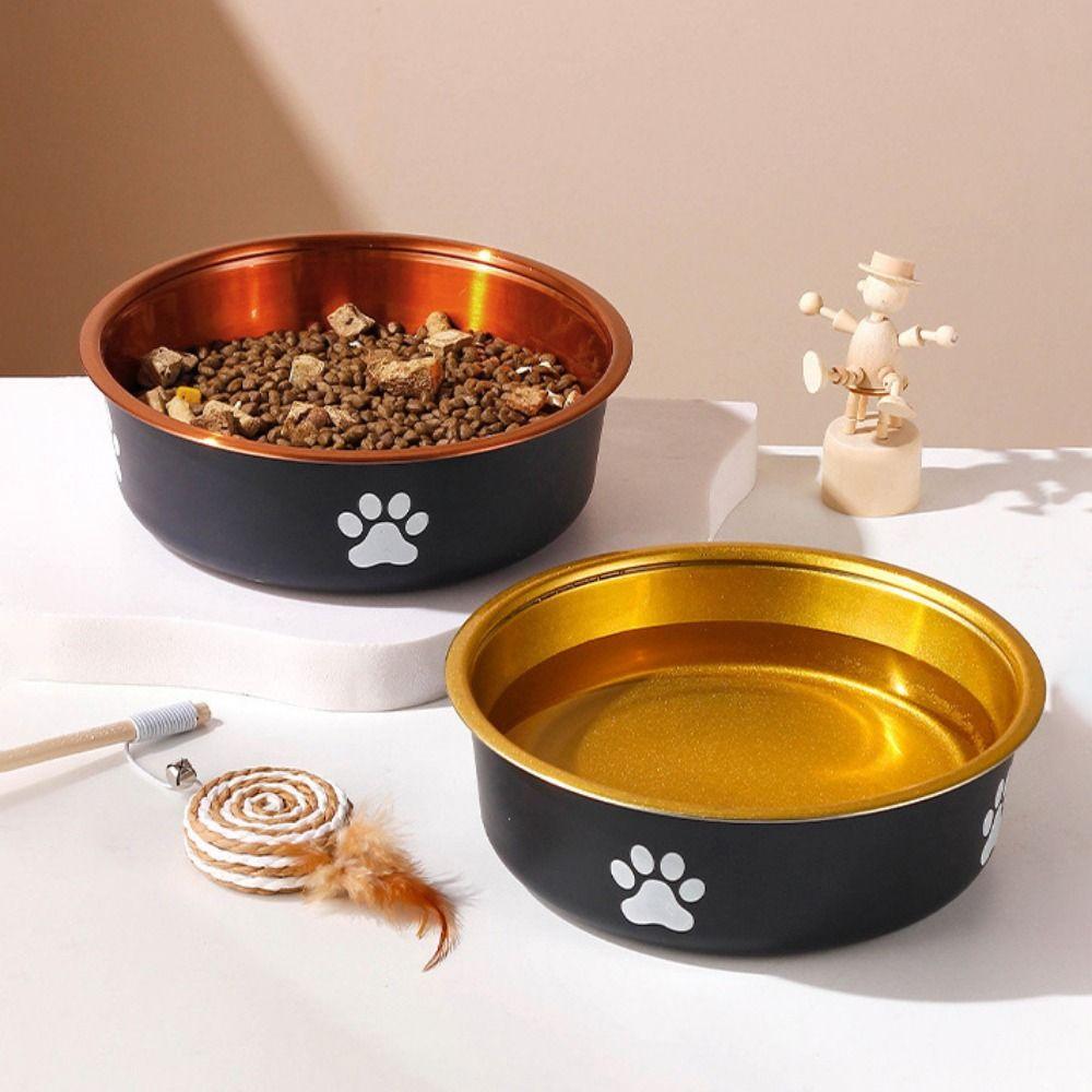 Large Capacity Dog Stainless Steel Food Bowl Cartoon Dog Feeding Basin  For Cats Puppy