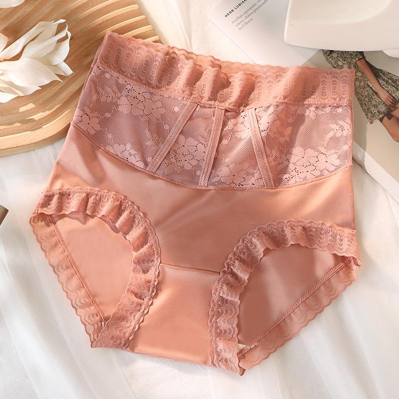 Lace High Waisted Hip Lifting and Belly Hugging Thin Skin Friendly Crotch Underwear for Women with No Trace of Nudity Skin Sexy and Breathable