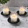 Black Pillar Metal Plate Round Candle Base Tray Creative Iron Candle Holder  Banquet