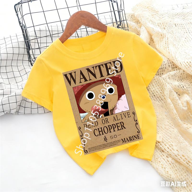 Cute Chopper Cartoon Print Kids TShirt Adorable Anime Character Design Childrens Short Sleeve Tee Perfect for Litt