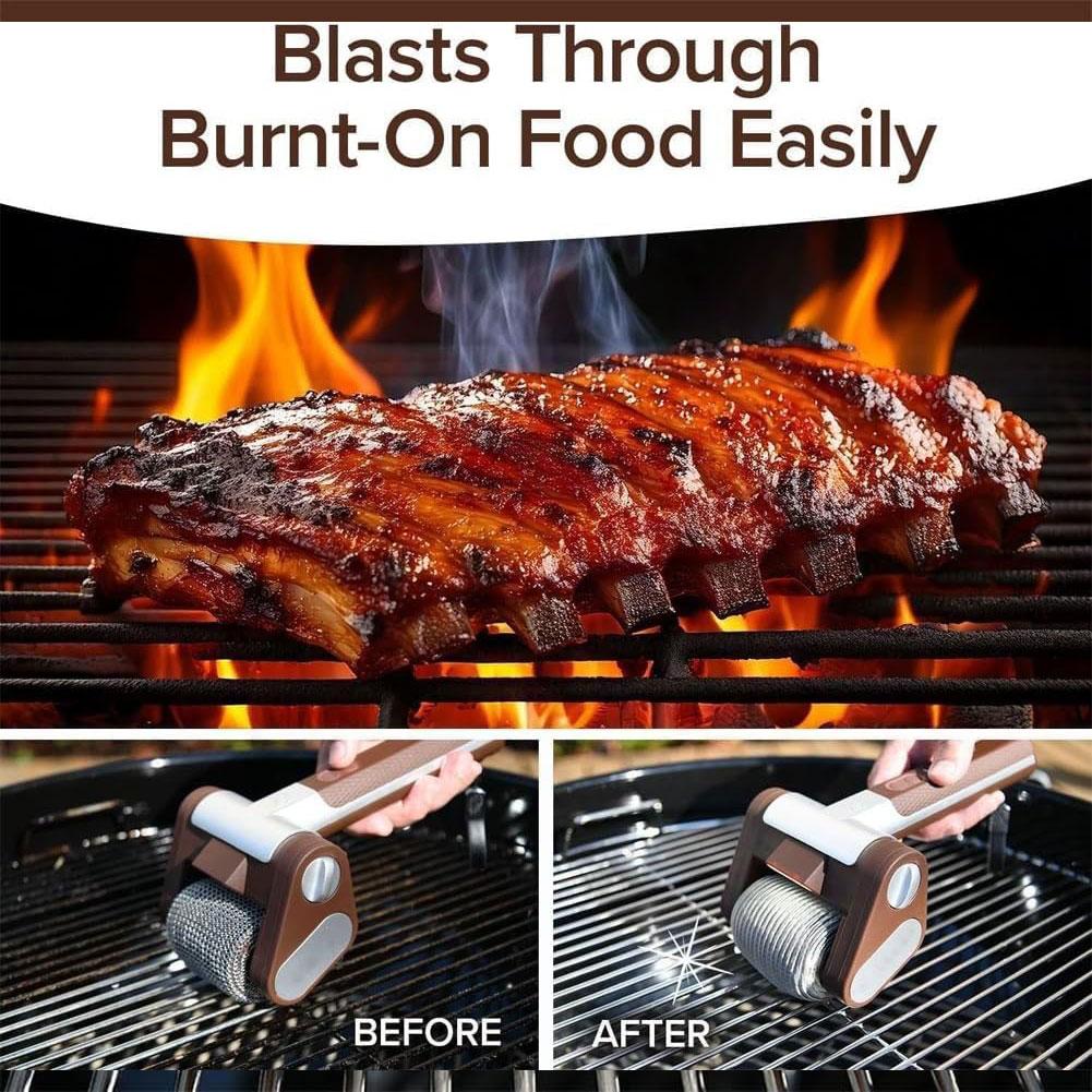 Электрическая щетка-ролик из нержавеющей стали со светодиодной подсветкой, USB, безщеточная чистящая щетка, сменная головка щетки, инструменты для чистки барбекю