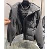 Winter New Hooded Sequined Woolen Splicing Cotton Clothes Women's Versatile Warm Long-sleeved Jacket