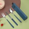 Дорожный набор столовых приборов из нержавеющей стали вилка и ложка с футляром портативная посуда