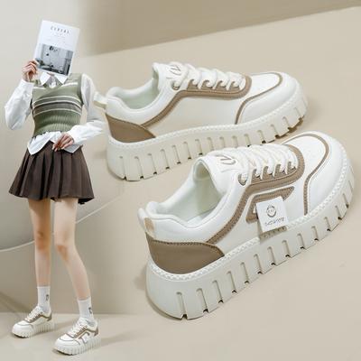 Женские повседневные массивные кроссовки на платформе, легкие кроссовки без шнуровки, дышащие прогулочные кроссовки из искусственной кожи, теннисные спортивные туфли на шнуровке для женщин