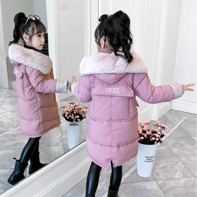 Winter Warm Plus Cotton Padded Down Padded Jacket Girls Winter Padded Jacket Padded Children's Mid-length Padded Jacket Jacket