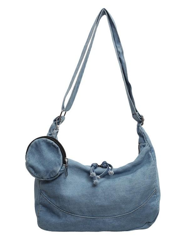 Korean Vintage Style Canvas Crossbody Bag With Inner Pouch For Daily Use