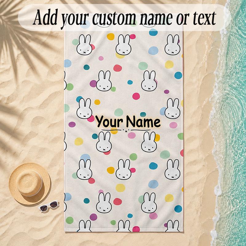 Beach TowelMiffy Custom Name Text Personalized Soft Towel for Beach Pool Indoor Home Decor Gift