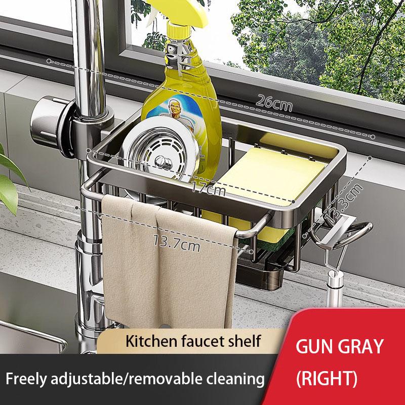Кухонное пространство Алюминиевая раковина Сливная полка Хранение губки Держатель крана Сушилка для мыла Корзина Органайзер Аксессуары для ванной комнаты