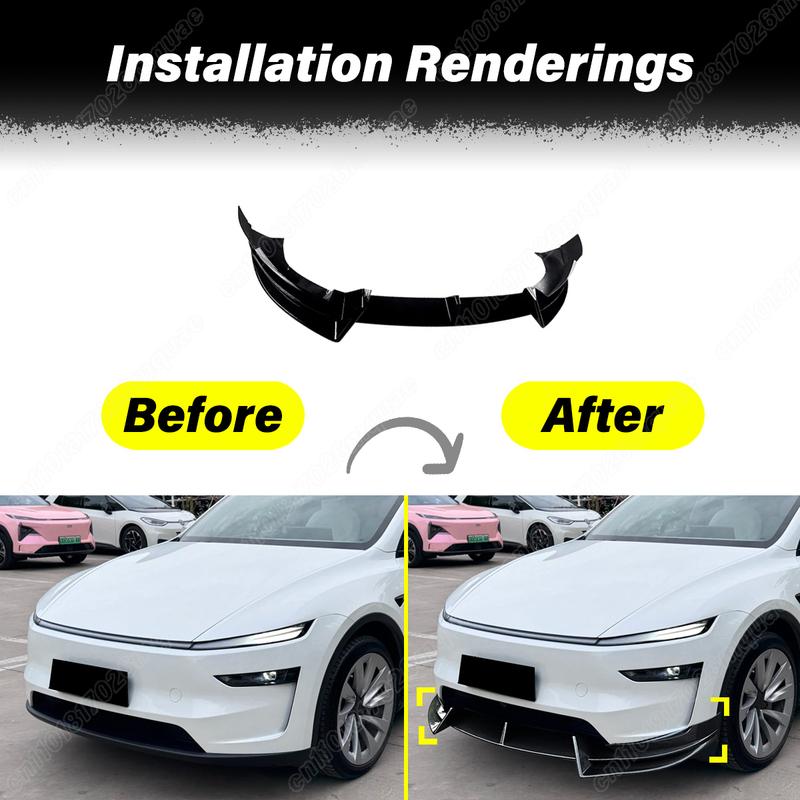 For Tesla Model Y 2025+ Automobile Front Bumper Spoiler Body Front Tortoise Fender Splitter Decorative Guard Accessories