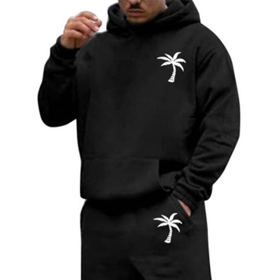 Мужской костюм с капюшоном и брюками, уличный, с плюшевой подкладкой, большой размер, свободный спортивный костюм для улицы, однотонный зимний спортивный костюм, комплект из брюк с завязками на щиколотках