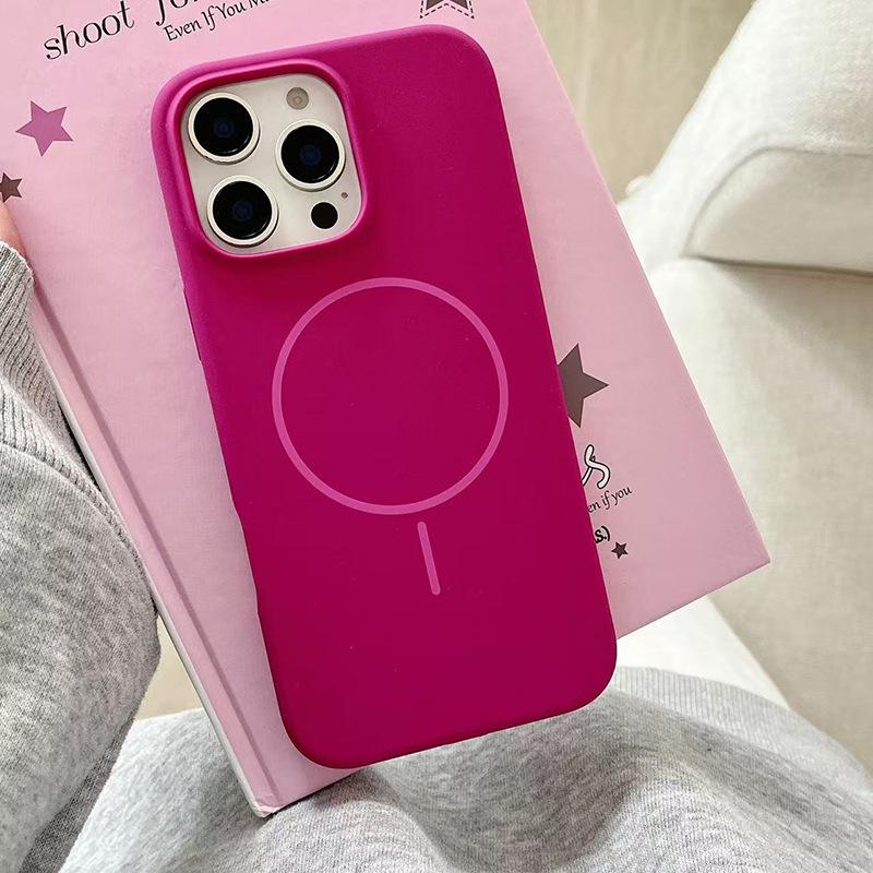 Liquid Silicone MagSafe Magnetic Phone Case for iPhone 15 14 13 Pro Max Solid Color Shockproof Cover